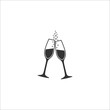 © Tsvetina - Two champagne glasses with bubbles vector icon. Sparkling wine toast glasses celebration icons.