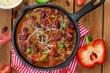 Wall Mural - Chili con carne style stew with ground beef and beans