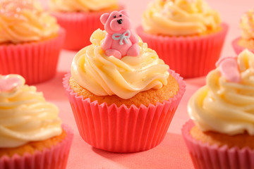 Sticker - PINK TEDDY BEAR CUPCAKES