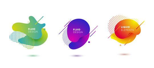 Wall Mural - dynamical colored graphic elements. gradient abstract banners with flowing liquid shapes. template f