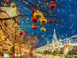 Christmas in Moscow. New Year's Decoration of the Red in Moscow