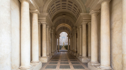 Luxury palace with marble columns in Rome