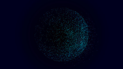 Aufkleber - Sphere hologram on blue grey background.Abstract particles background with sphere shapes. Futuristic globalization interface. 3D rendering.