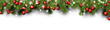 © Vjom - White Christmas and New Year banner with fir branches, holly berries and snow.