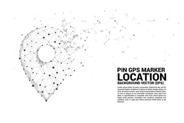 Aufkleber - Vector Network Pin mark polygon dot connected line: concept of travel route, location, journey