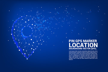 Aufkleber - Vector Network Pin mark polygon dot connected line: concept of travel route, location, journey