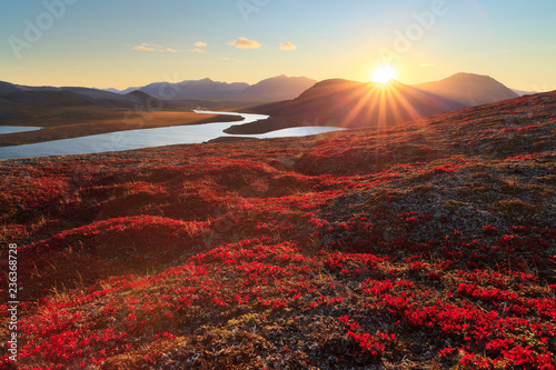 Autumn Landscape With Mountain Valley And Lagoon Views The