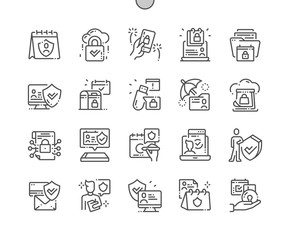 Fototapete - international data protection day well-crafted pixel perfect vector thin line icons 30 2x grid for w