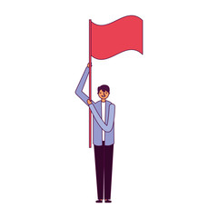 Sticker - man holding flag on white background