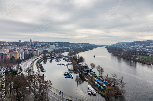 Fotografie, Obraz View of the Vltava River and the Town, Prague, Czech Republic