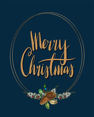 Sticker - Merry Christmas card vector