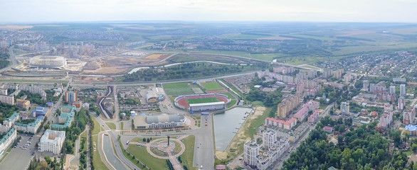 Wall Mural - Beautiful panoramic view of the center of Saransk, as well as a stadium under construction, Russia, Saransk