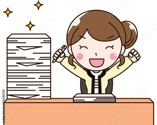 女性会社員ol 仕事終わり ノルマ達成 Stock イラスト Adobe Stock