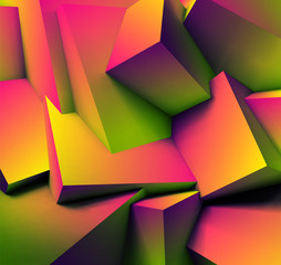 Poster - Abstract geometric background with overlapping cubes