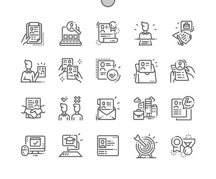 Job Resume Well-crafted Pixel Perfect Vector Thin Line Icons 30 2x Grid for Web Graphics and Apps. Simple Minimal Pictogram