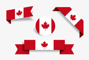Poster - Canadian flag stickers and labels. Vector illustration.