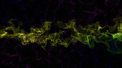 Poster - Motion of various color abstract lines and dots. Black background