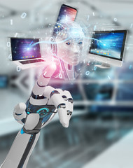 Robot controlling modern devices interface system 3D rendering