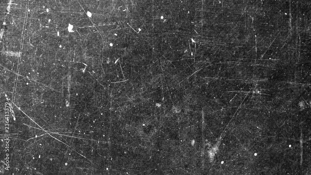 Texture of old surface on black background with white scratches - obrazy, fototapety, plakaty 
