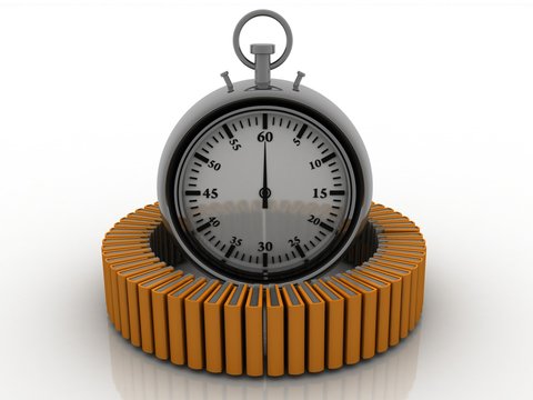 3d illustration stopwatch with folder

