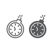 Deadline line and glyph icon, time and clock, stopwatch sign, vector graphics, a linear pattern on a white background.