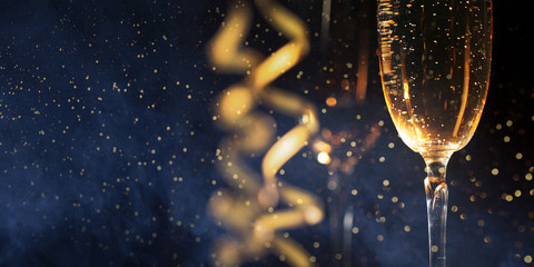 New years eve celebration background with champagne