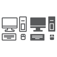 Fototapete - Computer line and glyph icon, technology and desktop, pc sign, vector graphics, a linear pattern on a white background.