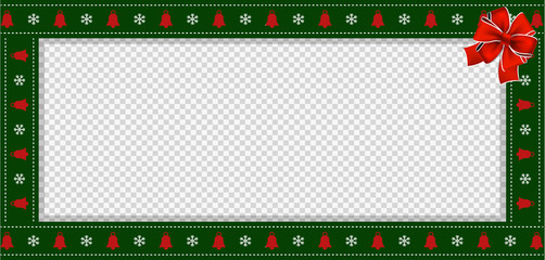 rectangle festive border banner with red bow for christmas