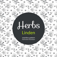 Wall Mural - Vector floral seamless pattern with linden flowers. Hand drawn eco design for fabric and wrap paper, packaging- tea, oil, cosmetics etc.