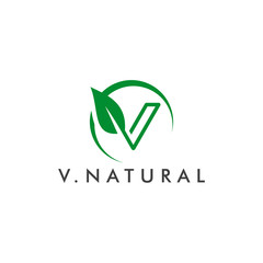 Wall Mural - Letter V logo concept. Natural eco symbol design vector illustration