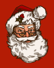 Vintage Santa Claus Face Red Christmas Symbol