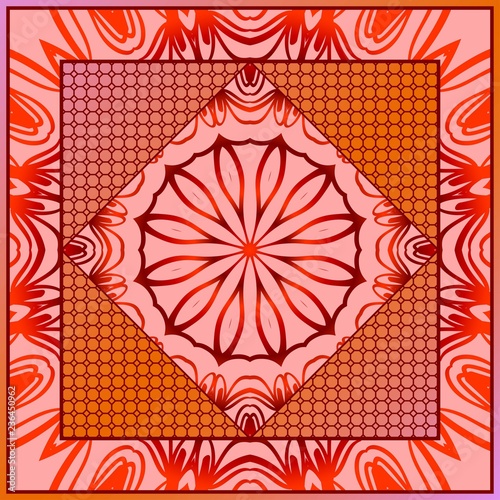 Fotografía background, geometric floral mandala pattern with ornate lace frame
