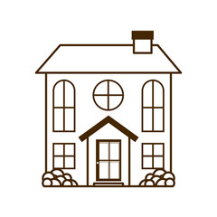 Sticker - house with garden isolated icon