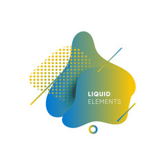 Wall Mural - Dynamical colored graphic elements. Gradient abstract banners with flowing liquid shapes. Template for the design of a logo, flyer or presentation. Vector illustration.