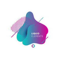Wall Mural - Dynamical colored graphic elements. Gradient abstract banners with flowing liquid shapes. Template for the design of a logo, flyer or presentation. Vector illustration.