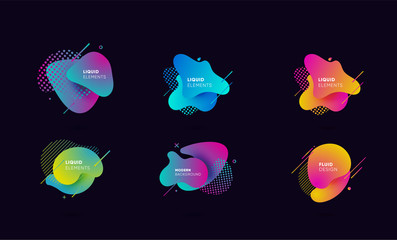 Wall Mural - Dynamical colored graphic elements. Gradient abstract banners with flowing liquid shapes. Template for the design of a logo, flyer or presentation. Vector illustration.