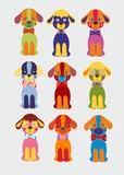 Fototapeta Psy - Kompozycja z kolorowymi psami