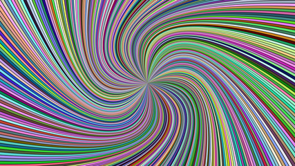 Poster - Multicolored abstract psychedelic striped spiral vortex background design - vector illustration from curved rays