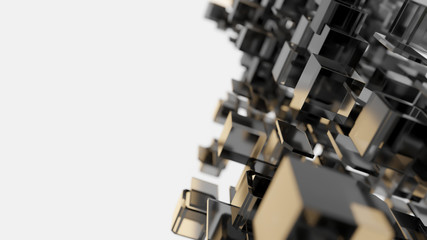 Poster - 3D render - transparent cubes floating in space