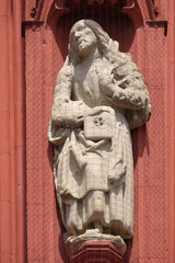 Wall Mural - Saint James the Less statue on the portal of the Marienkapelle in Wurzburg, Bavaria, Germany