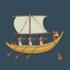 Wall Mural - ancient egyptian boat isolated cartoon