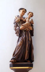 Saint Anthony of Padua, statue in the Saint Martin church in Unteressendorf, Germany