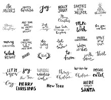 Set Of Christmas Lettering Handwritten