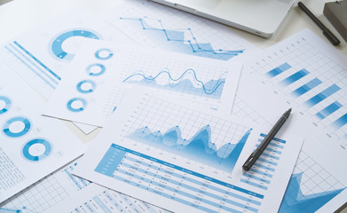 Poster - businessman working data document graph chart report marketing research development  planning management strategy analysis financial accounting. Business  office concept.