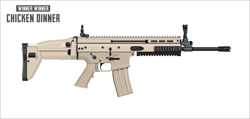 Assault rifle vector isolated on white background - Assault rifle weapon. game vector illustration.