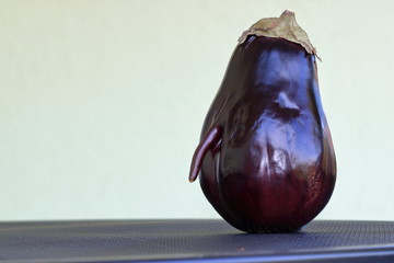 fresh funny eggplant with penis, aubergine isolated on background