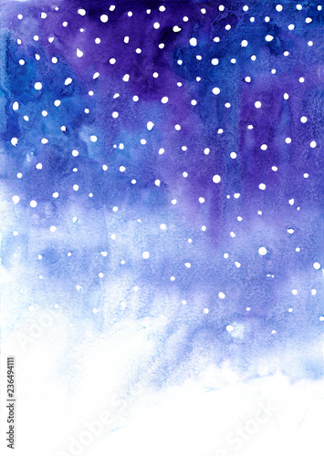 Snowfall Winter Night Background Christmas Card Template