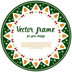 Vector radial green frame with place for text. New year and christmas theme.