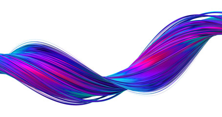 Poster - Abstract 3d rendering of twisted lines. Modern background design, illustration of a futuristic shape