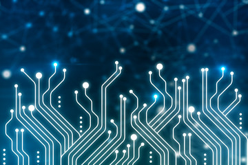 Poster - Dark blue circuits background